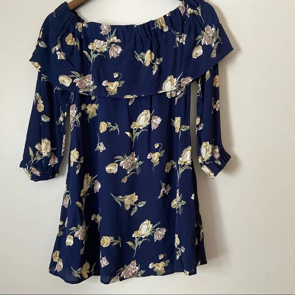 LIKE NEW Louie Mini Dress Off Shoulder Deep Blue Size XS Long - Picture 12 of 13